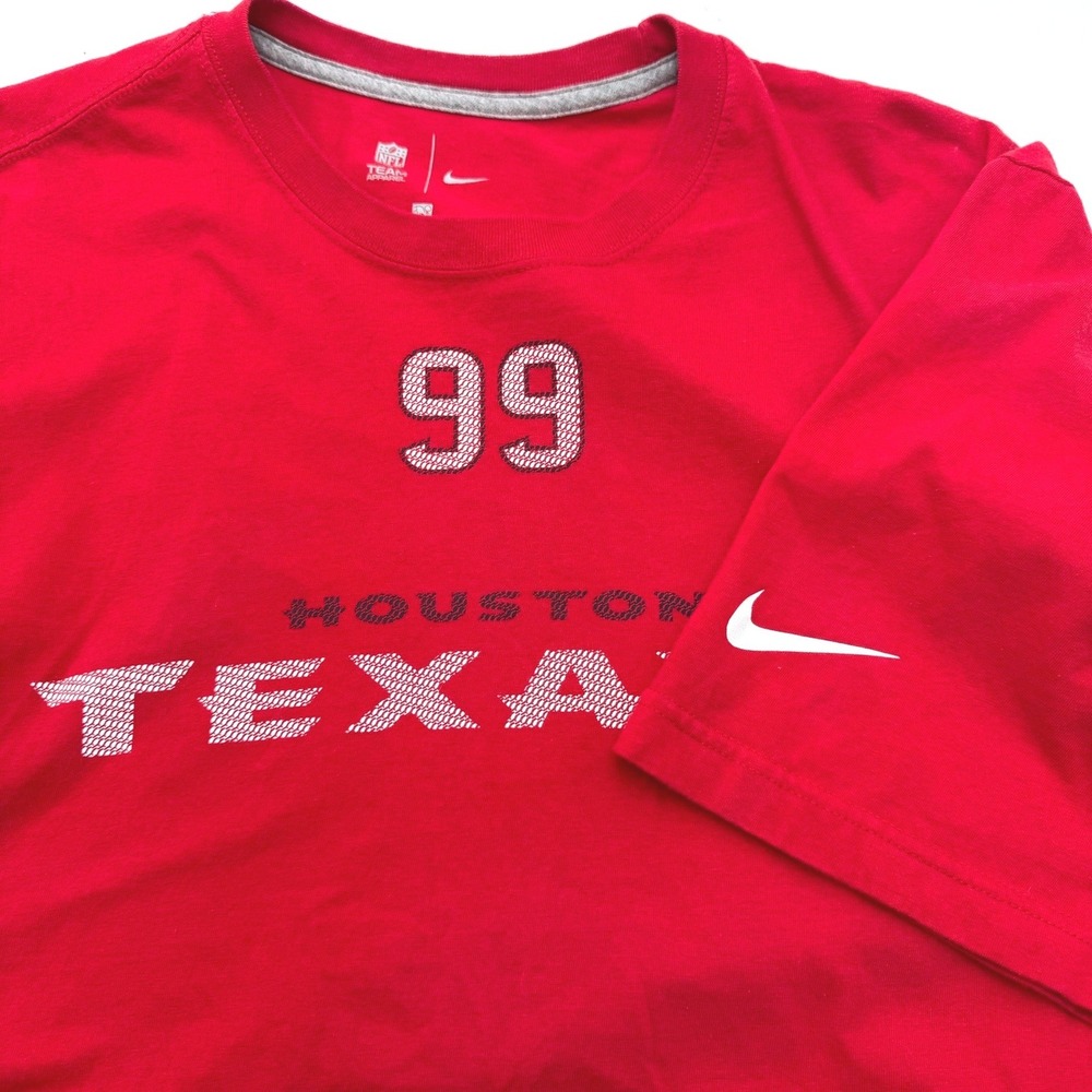 NIKE Men's XXL Houston Texans JJ Watt 99 Red Graphic T-Shirt NFL Team Apparel
